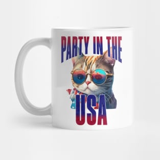 Cool Cat Party in the USA Independence Day Mug